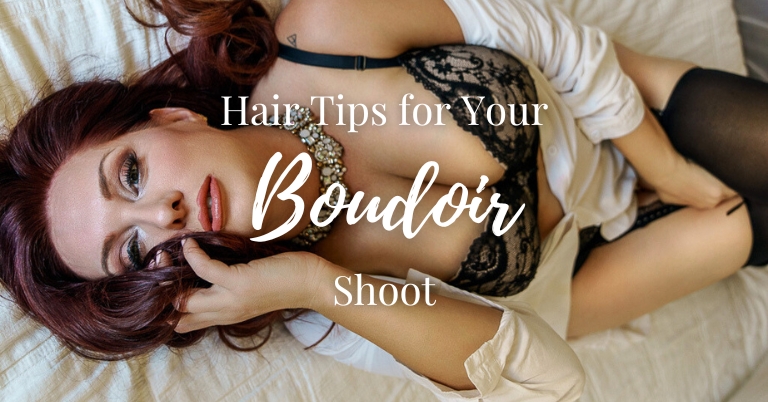 Hair tips for your boudoir shoot- red haired boudoir model with curls