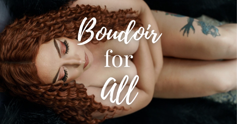 Boudoir for All: celebrating diversity in boudoir. Red curly-haired woman posing for Grace in Lace Boudoir